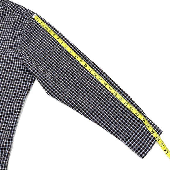 Tailorbyrd Men's Navy Blue Brown Checkered Plaid Shirt Contrast Collar Cuff XXL - Picture 10 of 10